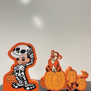 Disney Halloween Mickey and Tigger Figurines - Orange and Black